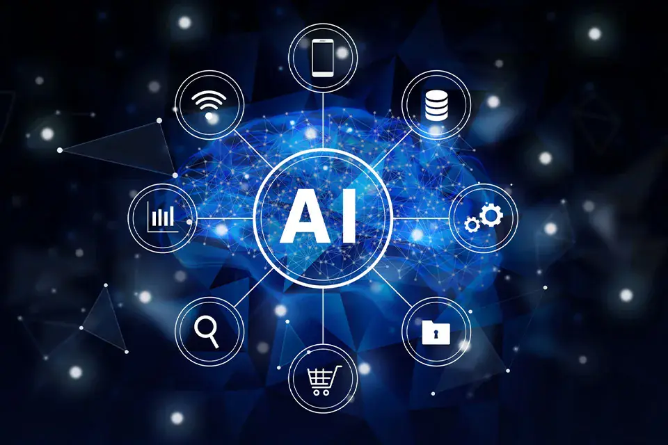 AI検索時代を象徴する生成AI・ロボットのビジュアル